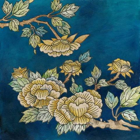 Eastern Floral II White Modern Wood Framed Art Print with Double Matting by Meagher, Megan