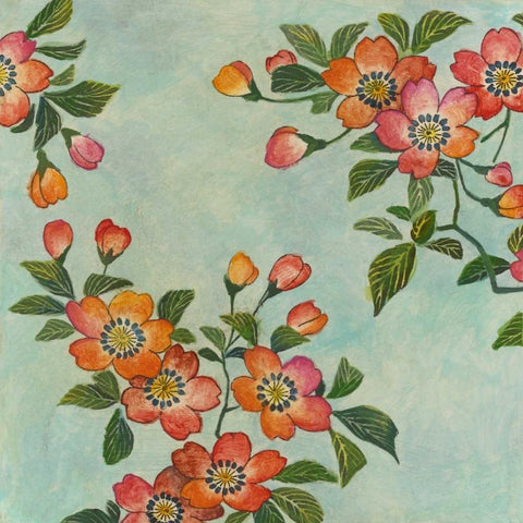 Eastern Blossoms I White Modern Wood Framed Art Print by Meagher, Megan