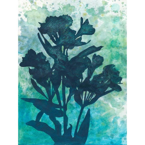 Indigo Floral Silhouette I White Modern Wood Framed Art Print by Meagher, Megan