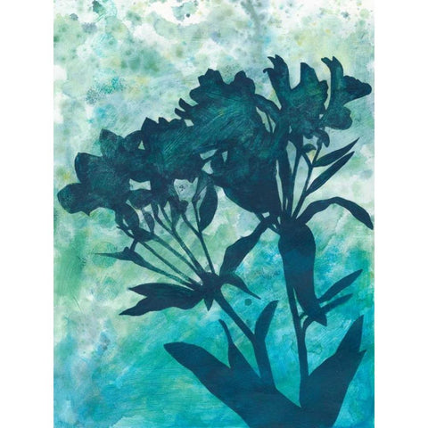 Indigo Floral Silhouette II Gold Ornate Wood Framed Art Print with Double Matting by Meagher, Megan