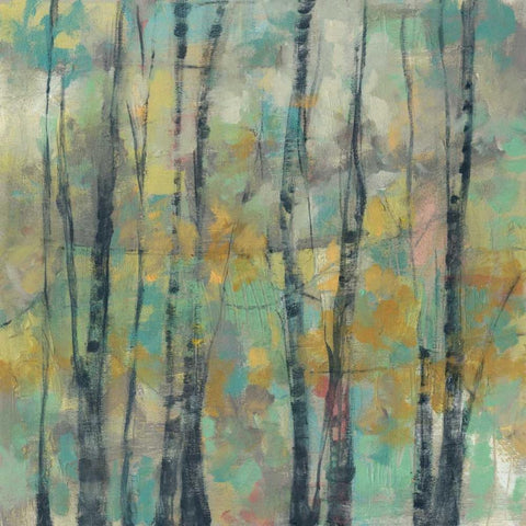 Pastel Arbor II Black Modern Wood Framed Art Print with Double Matting by Goldberger, Jennifer