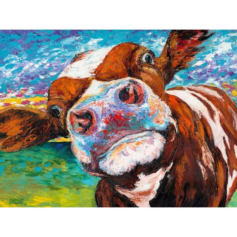 Curious Cow I Gold Ornate Wood Framed Art Print with Double Matting by Vitaletti, Carolee