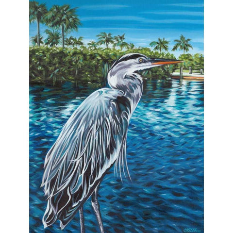 Peaceful Heron I White Modern Wood Framed Art Print by Vitaletti, Carolee