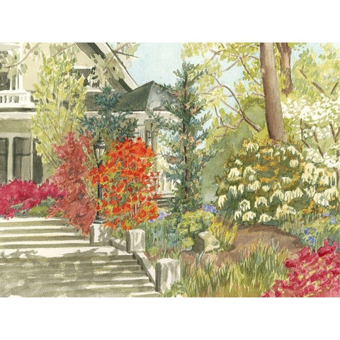 Custom Plein Air Garden I (ASH) Gold Ornate Wood Framed Art Print with Double Matting by Miller, Dianne