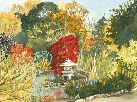 Custom Plein Air Garden III (ASH) White Modern Wood Framed Art Print with Double Matting by Miller, Dianne