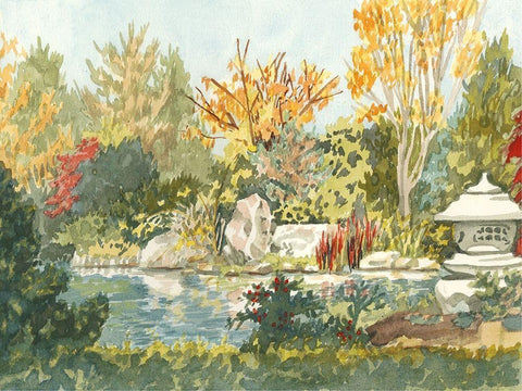 Custom Plein Air Garden IV (ASH) White Modern Wood Framed Art Print with Double Matting by Miller, Dianne