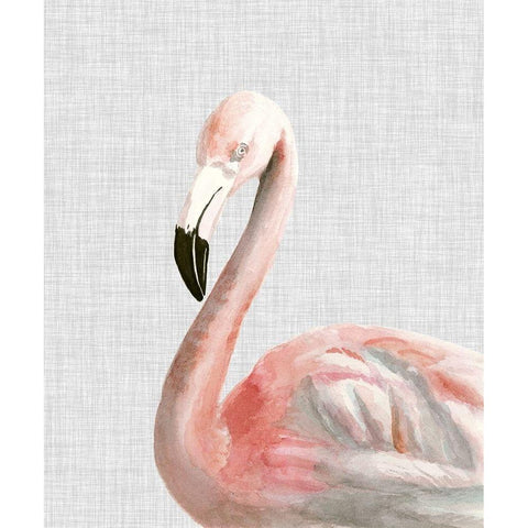 Custom Watercolor Flamingo (ASH) White Modern Wood Framed Art Print by McCavitt, Naomi