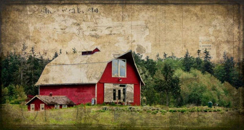 Widbys Barn III Black Ornate Wood Framed Art Print with Double Matting by Perry, Rachel