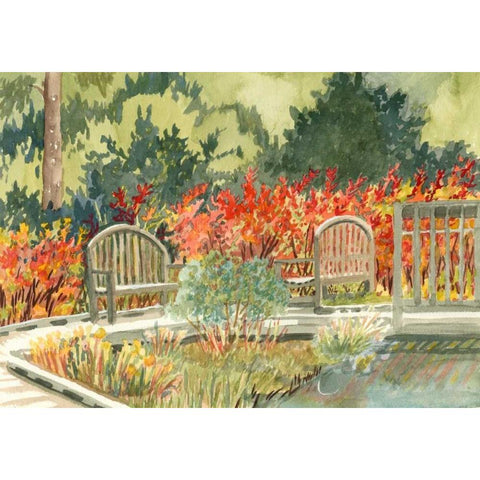 Aquarelle Garden I Gold Ornate Wood Framed Art Print with Double Matting by Miller, Dianne