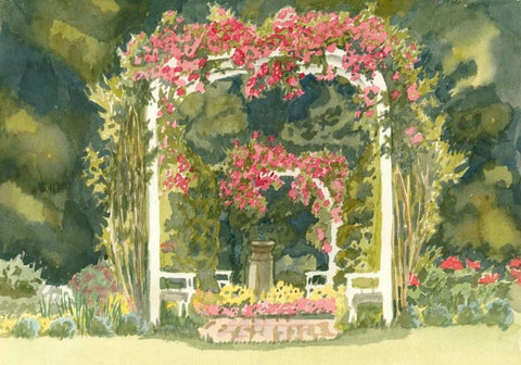 Aquarelle Garden IV Black Ornate Wood Framed Art Print with Double Matting by Miller, Dianne