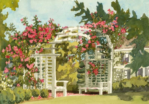 Aquarelle Garden VIII White Modern Wood Framed Art Print with Double Matting by Miller, Dianne