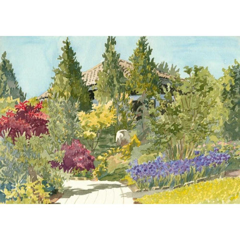 Aquarelle Garden IX Black Modern Wood Framed Art Print with Double Matting by Miller, Dianne