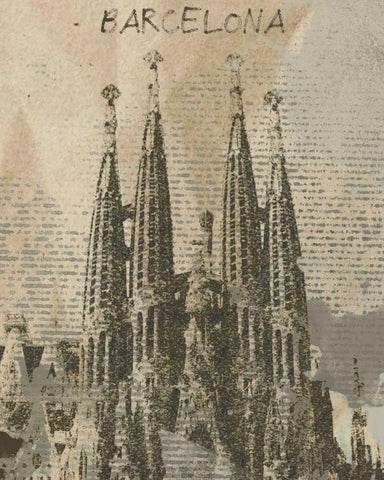 Remembering Barcelona Black Ornate Wood Framed Art Print with Double Matting by Orlov, Irena