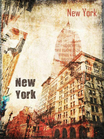 New York Grunge I Black Ornate Wood Framed Art Print with Double Matting by Orlov, Irena