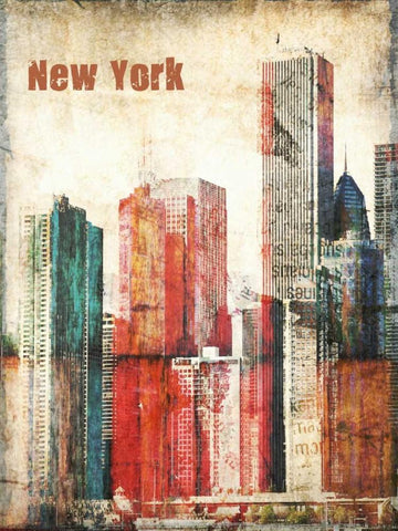 New York Grunge III White Modern Wood Framed Art Print with Double Matting by Orlov, Irena