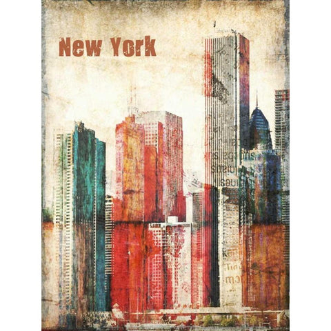 New York Grunge III Gold Ornate Wood Framed Art Print with Double Matting by Orlov, Irena