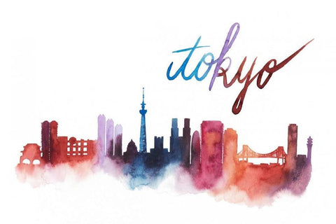 World Cities Skyline II Black Ornate Wood Framed Art Print with Double Matting by Popp, Grace