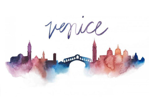 World Cities Skyline III White Modern Wood Framed Art Print with Double Matting by Popp, Grace