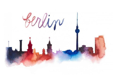 World Cities Skyline IV White Modern Wood Framed Art Print with Double Matting by Popp, Grace