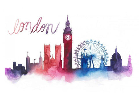 World Cities Skyline VI Black Ornate Wood Framed Art Print with Double Matting by Popp, Grace