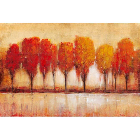 Autumn Waters Edge Black Modern Wood Framed Art Print by OToole, Tim