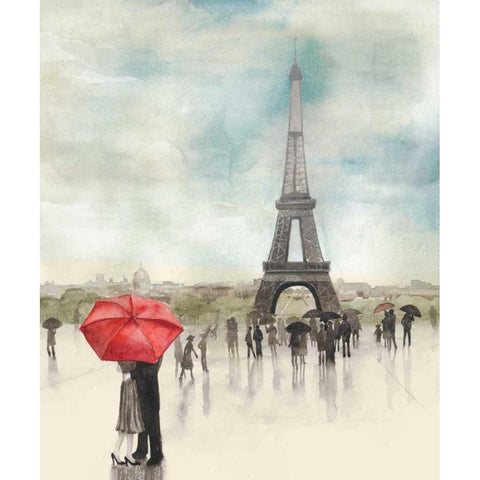 Rainy Day Lovers I Gold Ornate Wood Framed Art Print with Double Matting by Popp, Grace
