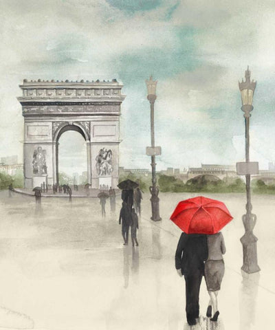 Rainy Day Lovers II White Modern Wood Framed Art Print with Double Matting by Popp, Grace