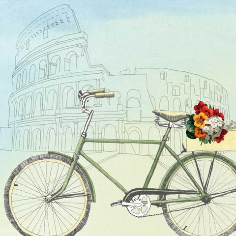 Biking Through Rome White Modern Wood Framed Art Print by McCavitt, Naomi