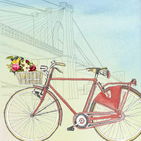 Biking Through New York Black Ornate Wood Framed Art Print with Double Matting by McCavitt, Naomi