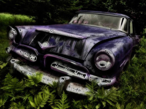 Rusty Auto II White Modern Wood Framed Art Print with Double Matting by Burchett, P.H.