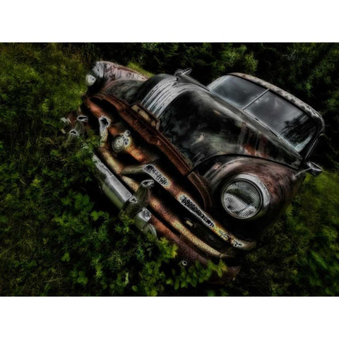 Rusty Auto III White Modern Wood Framed Art Print by Burchett, P.H.