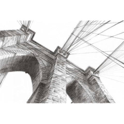 Brooklyn Bridge Panorama Black Modern Wood Framed Art Print by Harper, Ethan