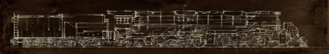 Locomotive Schematic White Modern Wood Framed Art Print with Double Matting by Harper, Ethan