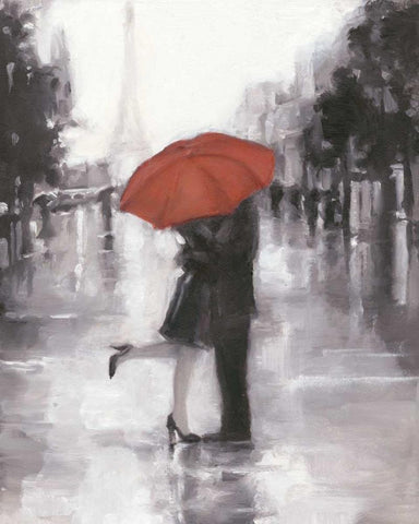 Caught in the Rain Black Ornate Wood Framed Art Print with Double Matting by Harper, Ethan