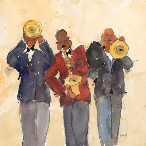 Jazz Trio I Black Modern Wood Framed Art Print with Double Matting by Dixon, Samuel