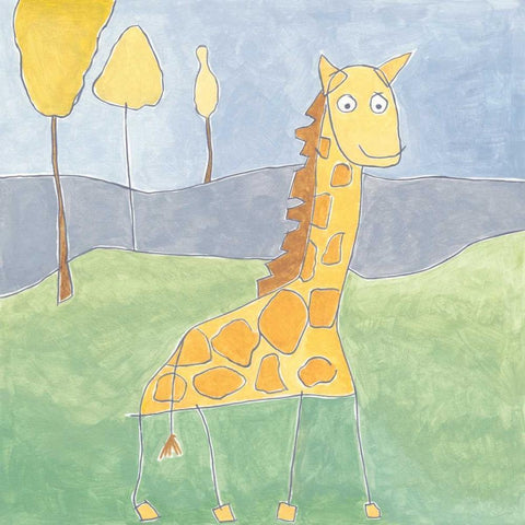 Quinns Giraffe White Modern Wood Framed Art Print by Meagher, Megan