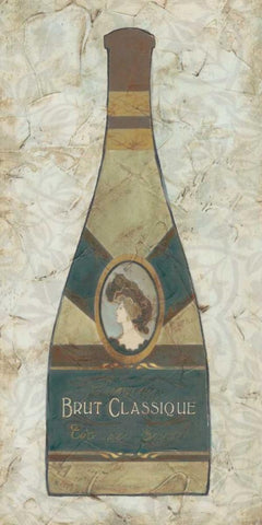 Vintage Champagne I White Modern Wood Framed Art Print with Double Matting by Vess, June Erica