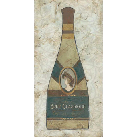 Vintage Champagne I Black Modern Wood Framed Art Print with Double Matting by Vess, June Erica
