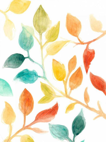 Spectrum Leaves I White Modern Wood Framed Art Print with Double Matting by Vess, June Erica