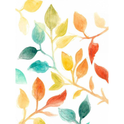 Spectrum Leaves I Black Modern Wood Framed Art Print with Double Matting by Vess, June Erica