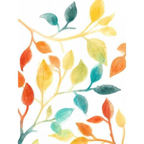Spectrum Leaves II Gold Ornate Wood Framed Art Print with Double Matting by Vess, June Erica