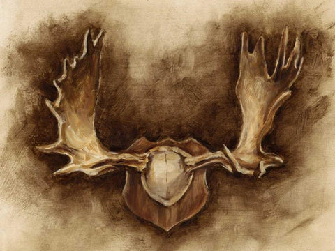 Rustic Antler Mount II White Modern Wood Framed Art Print with Double Matting by Harper, Ethan