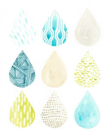 Pattern Drops I White Modern Wood Framed Art Print with Double Matting by Vess, June Erica