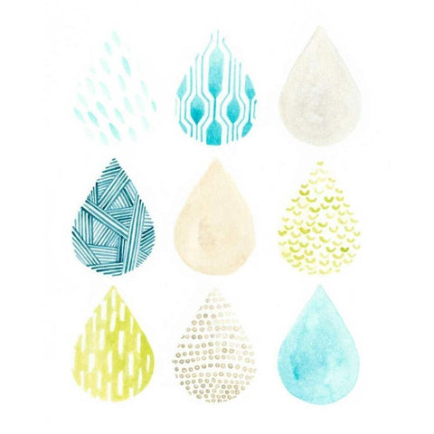 Pattern Drops I White Modern Wood Framed Art Print by Vess, June Erica