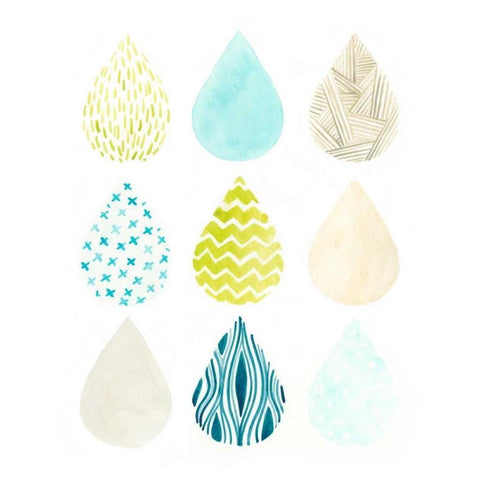Pattern Drops II White Modern Wood Framed Art Print by Vess, June Erica