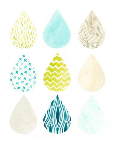 Pattern Drops II White Modern Wood Framed Art Print with Double Matting by Vess, June Erica