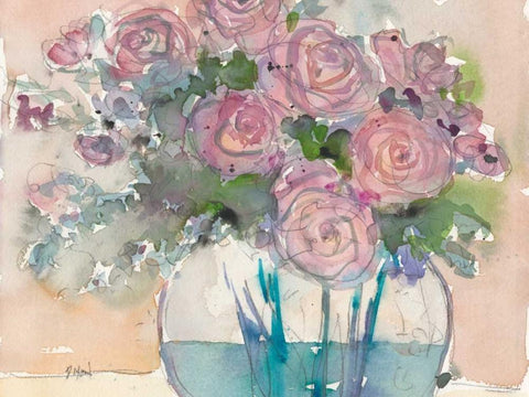 Something Floral VI White Modern Wood Framed Art Print with Double Matting by Dixon, Samuel