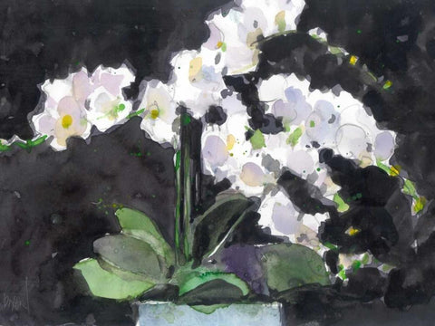 Something Floral VII White Modern Wood Framed Art Print with Double Matting by Dixon, Samuel