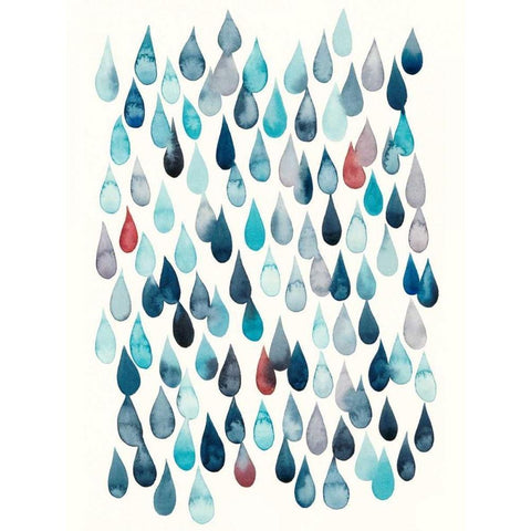 Watercolor Drops I White Modern Wood Framed Art Print by Popp, Grace