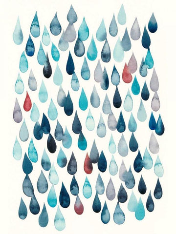 Watercolor Drops I White Modern Wood Framed Art Print with Double Matting by Popp, Grace
